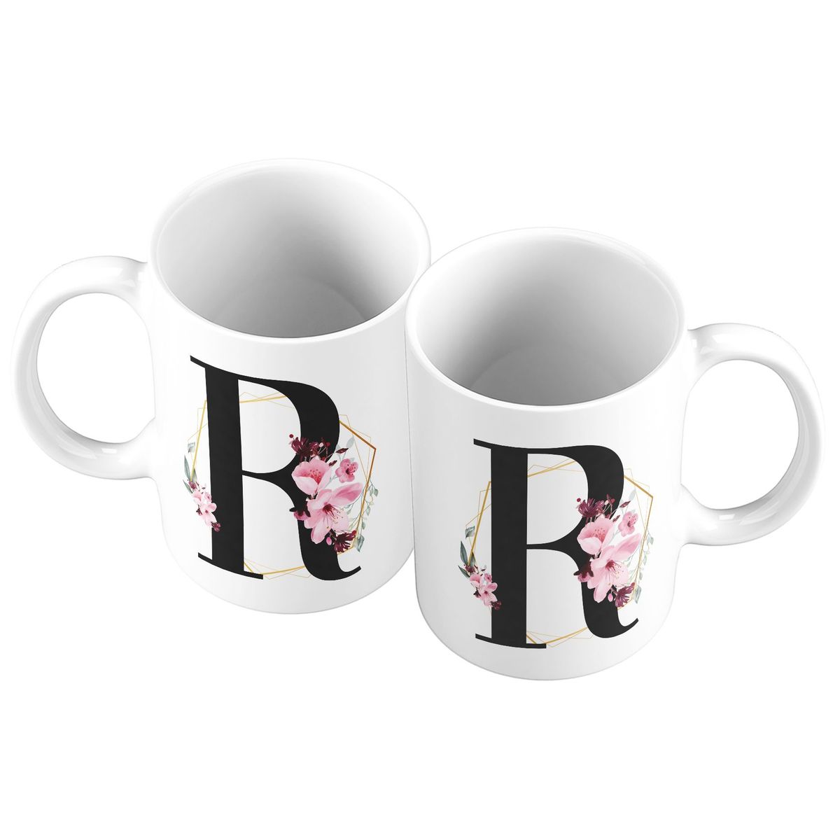 GENERICO - Taza Mug 11oz Iniciales Flores R