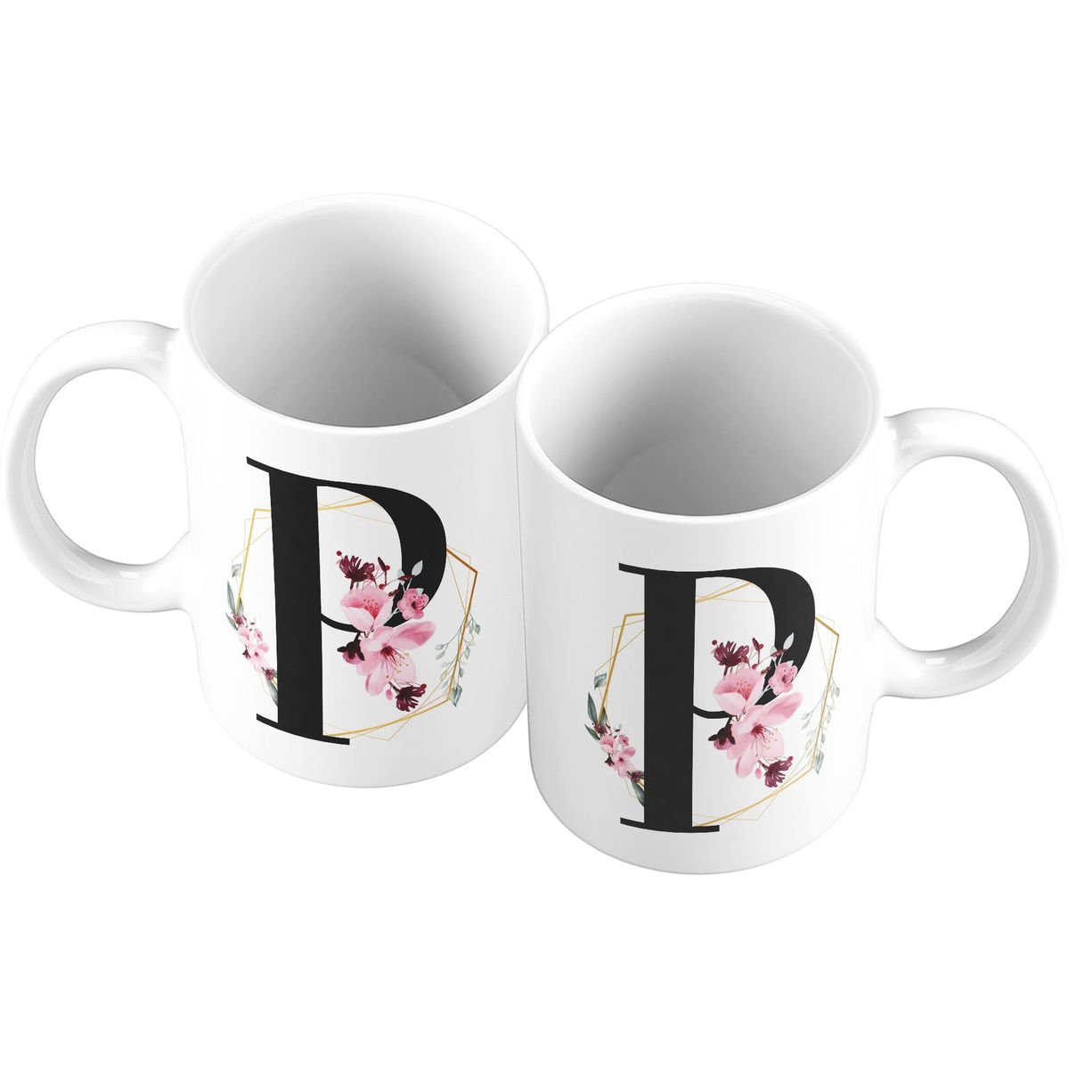 GENERICO - Taza Mug 11oz Iniciales Flores P