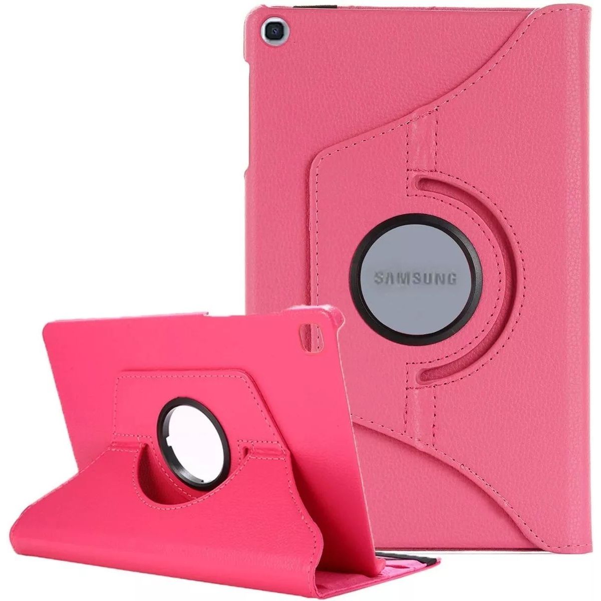 GENERICO - Funda Giratoria mas Mica de Vidrio para Samsung S6 Lite 104 Fucsia