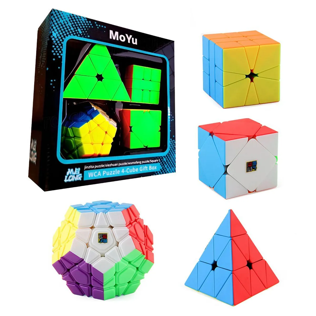 GENERICO - Kit de 4 Cubos Rubik Moyu Megaminx, Piramyx, Skewb y Square