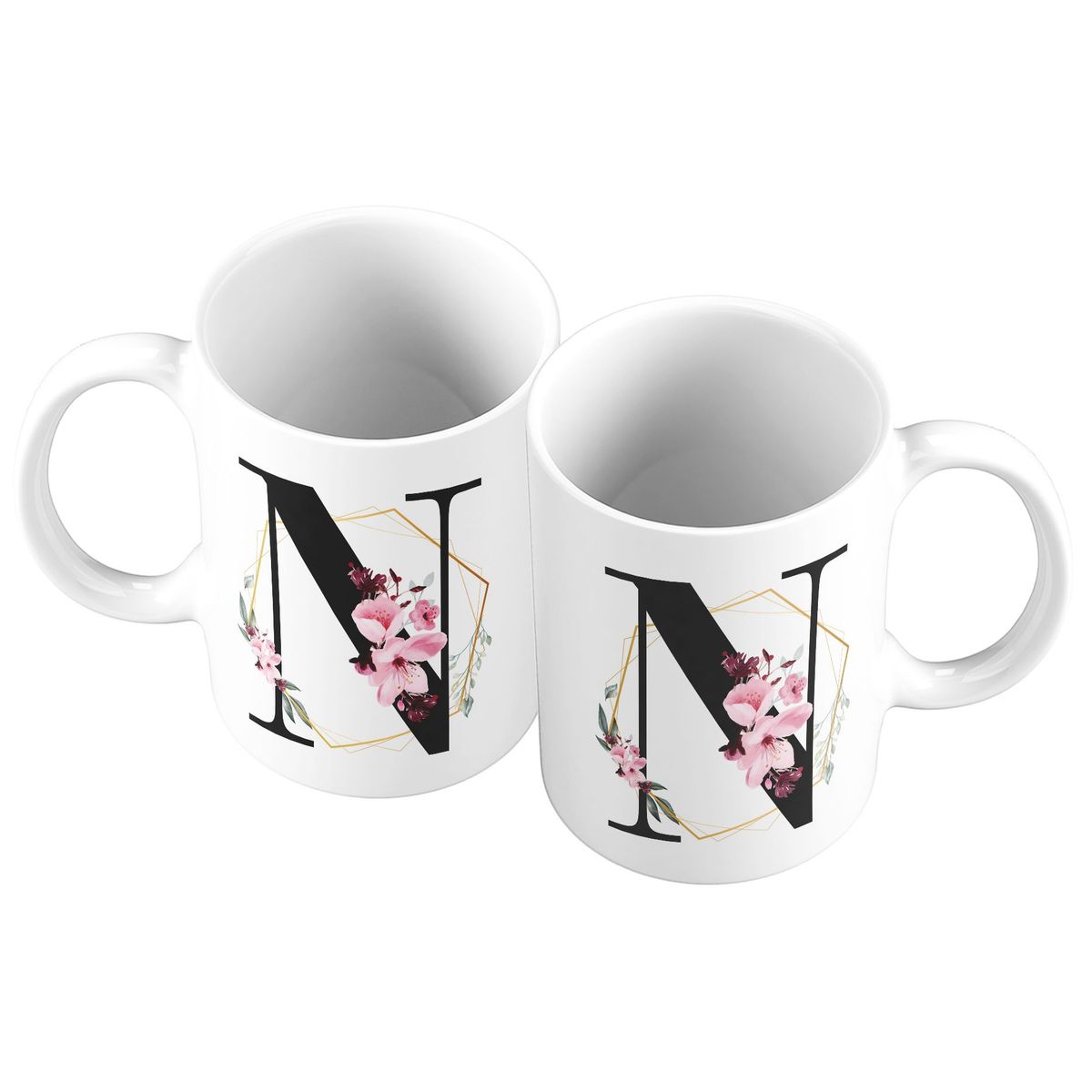 GENERICO - Taza Mug 11oz Iniciales Flores N