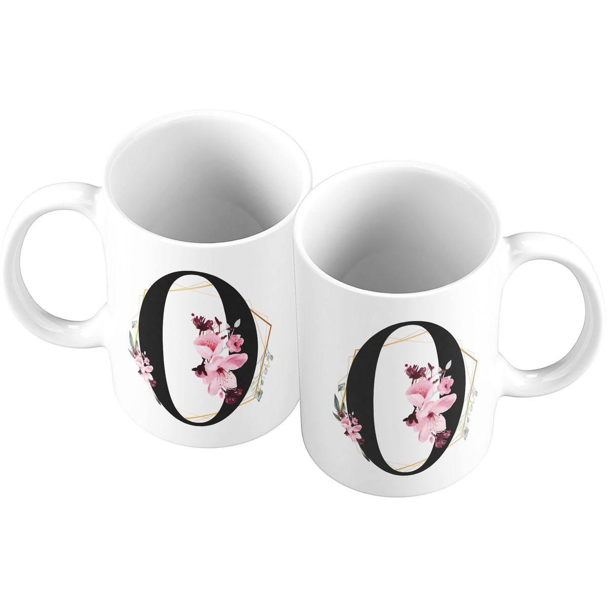 GENERICO - Taza Mug 11oz Iniciales Flores O