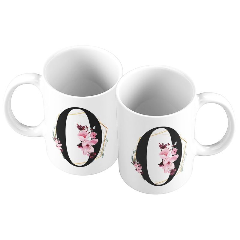GENERICO - Taza Mug 11oz Iniciales Flores O