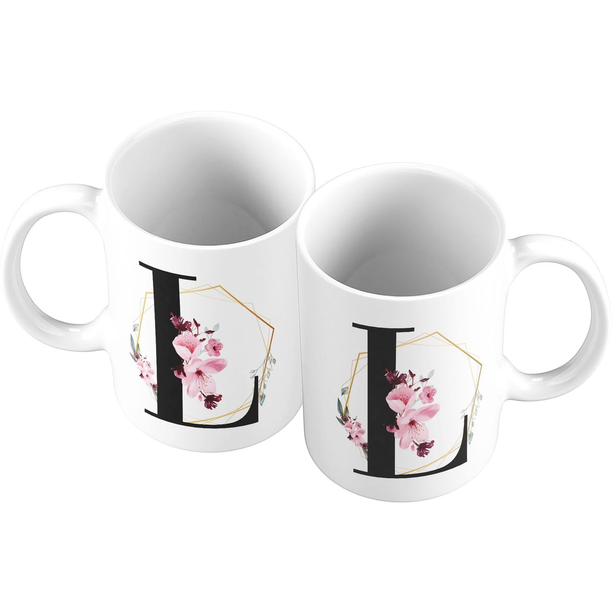 GENERICO - Taza Mug 11oz Iniciales Flores L