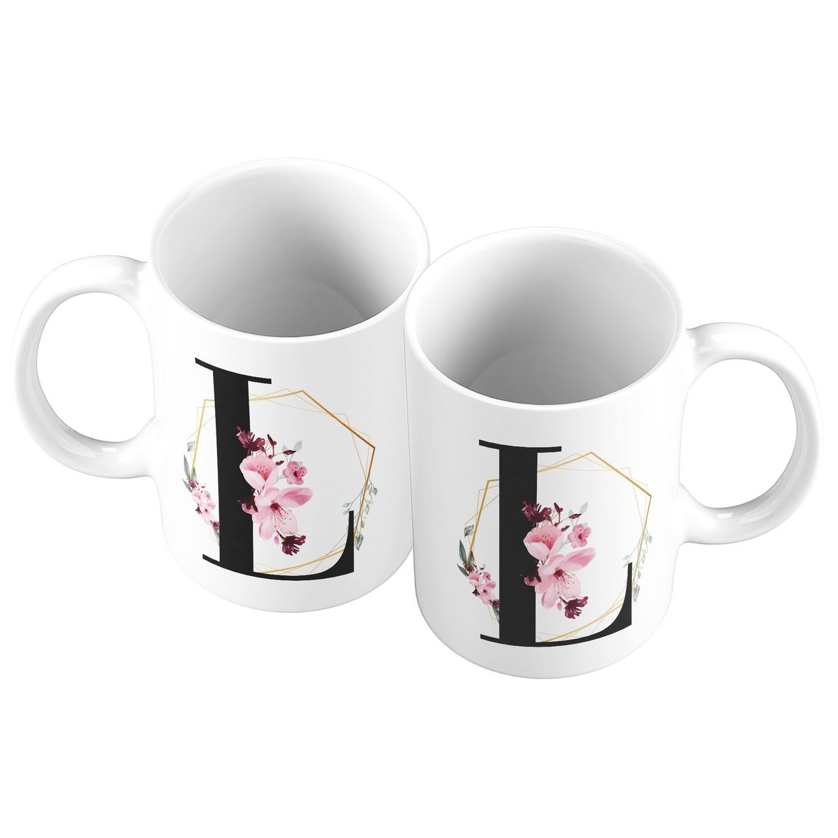 GENERICO - Taza Mug 11oz Iniciales Flores L