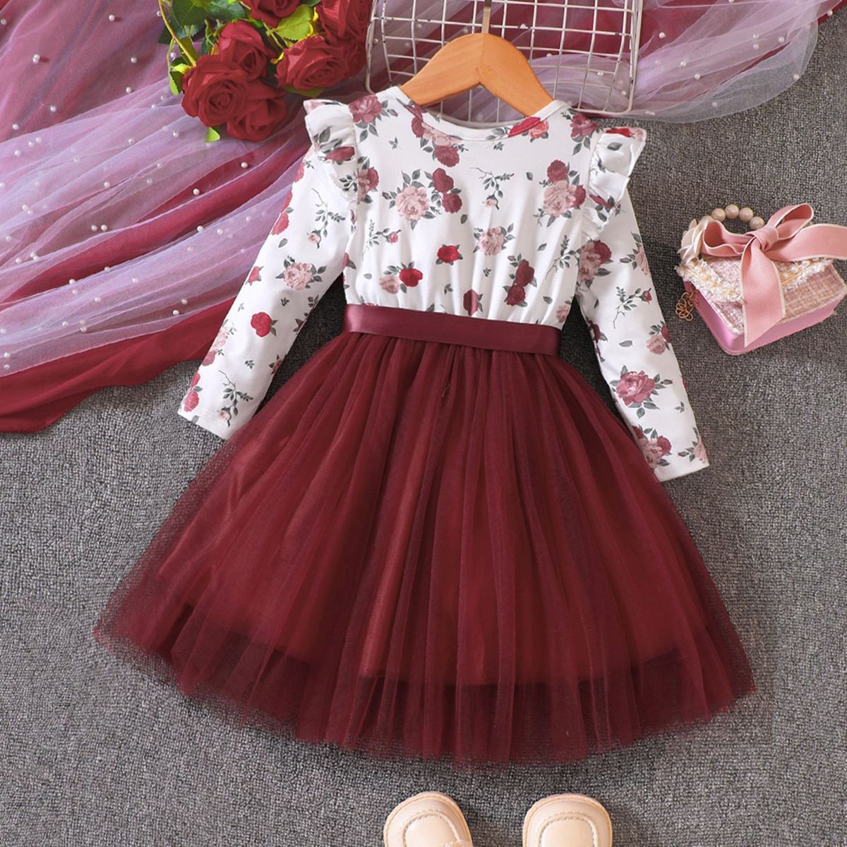 IMPORTADO MC - Vestido de Niña Manga Larga Casual de Flores
