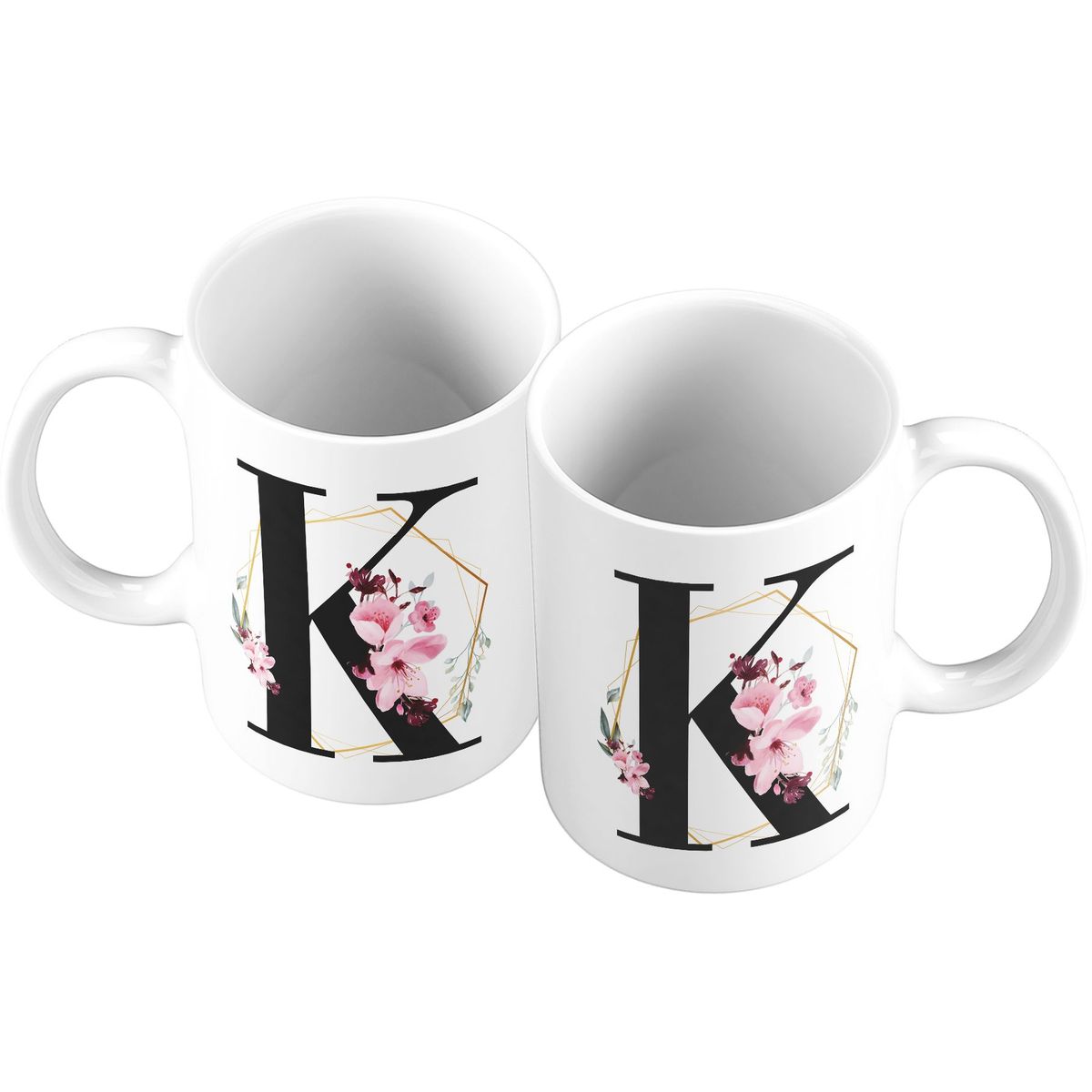 GENERICO - Taza Mug 11oz Iniciales Flores K