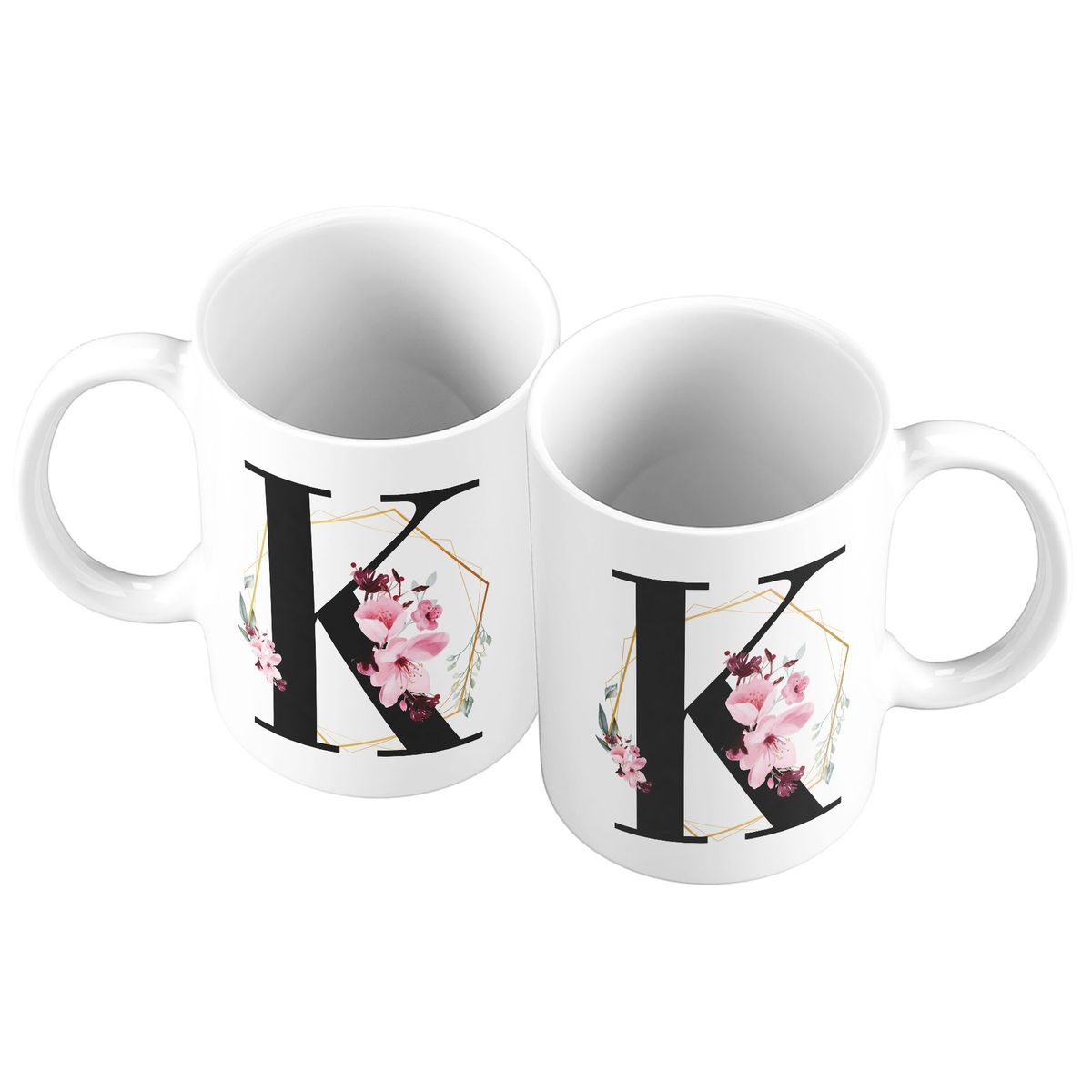 GENERICO - Taza Mug 11oz Iniciales Flores K