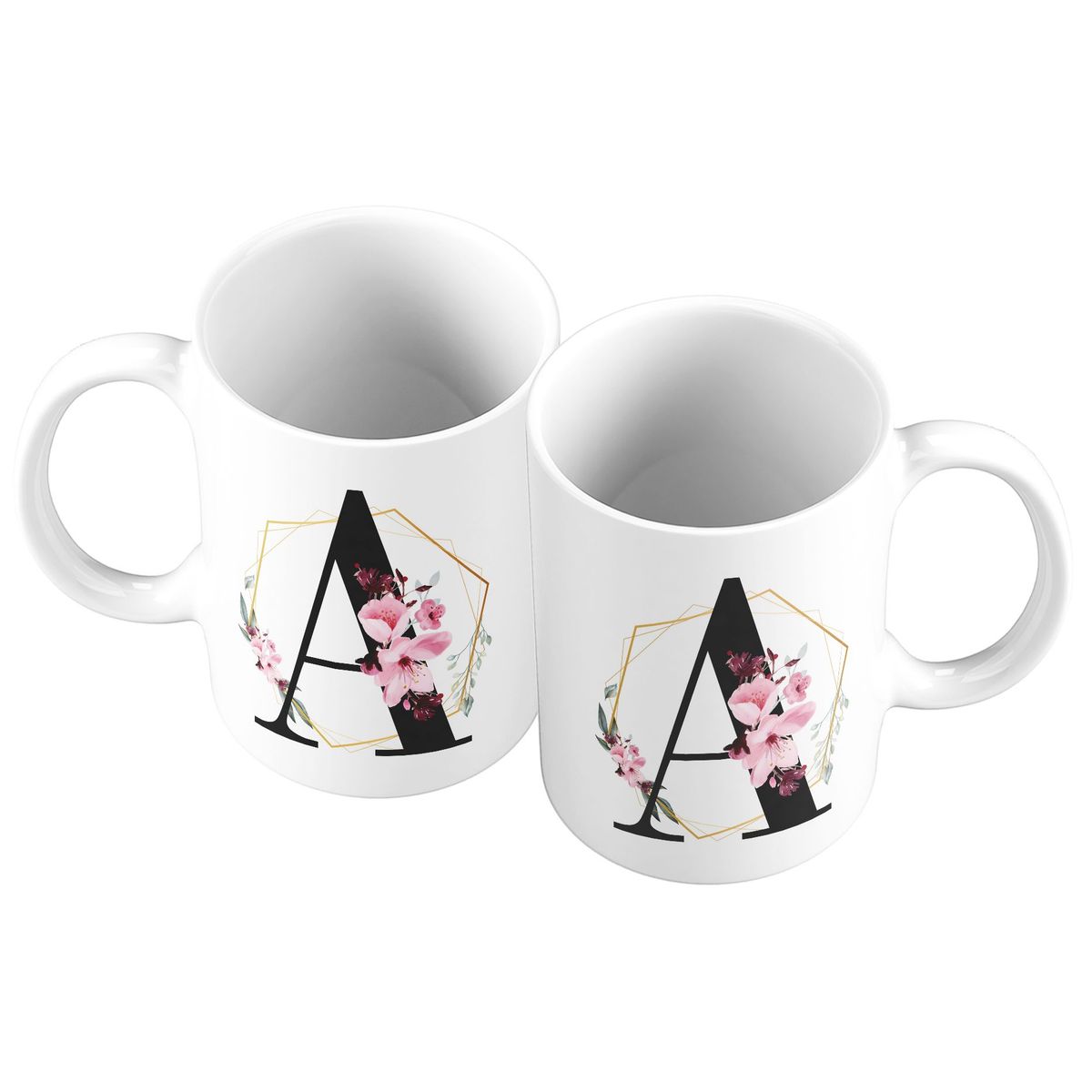 GENERICO - Taza Mug 11oz Iniciales Flores A