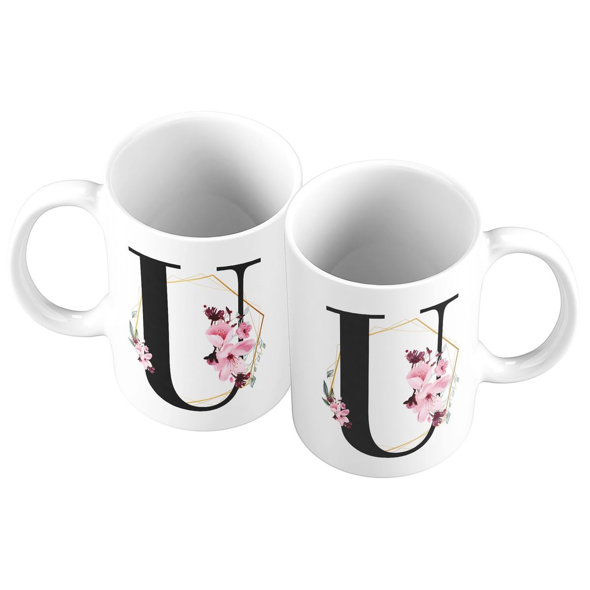 GENERICO - Taza Mug 11oz Iniciales Flores U