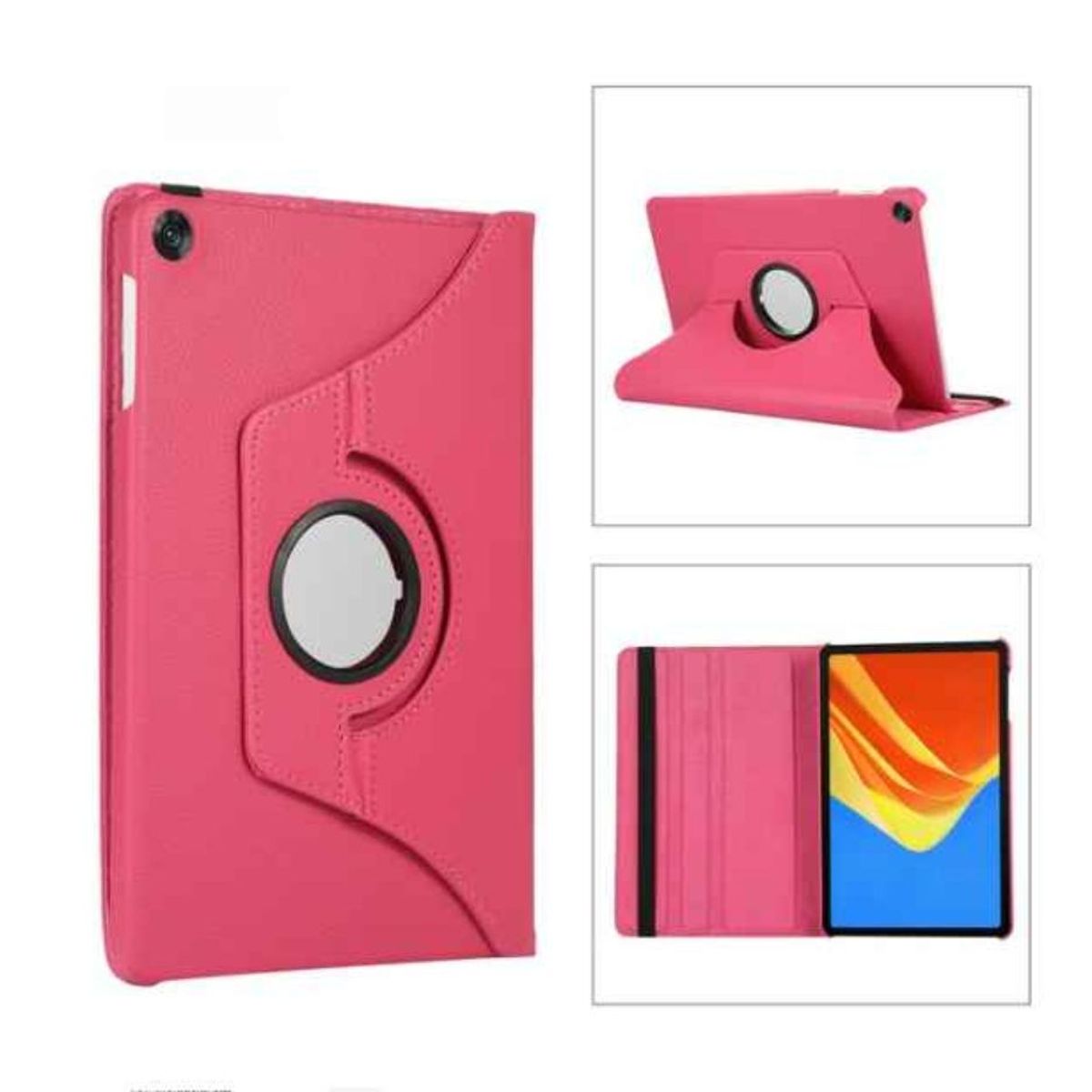 GENERICO - Funda Giratoria mas Mica de Vidrio para Huawei Matepad SE 104 Fucsia