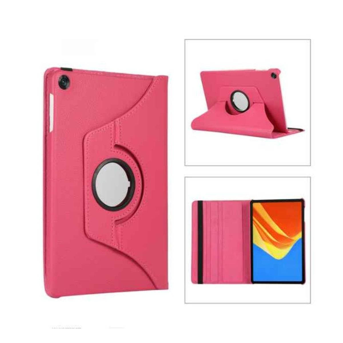 GENERICO - Funda Giratoria mas Mica de Vidrio para Huawei Matepad SE 104 Fucsia