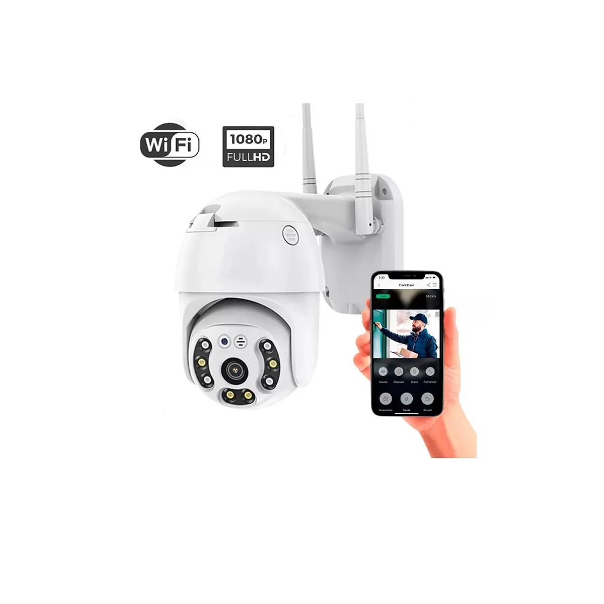 GENERICO - Cámara A6 icsee  IP66 full HD Exterior Vigilancia, Sensor Mov, Infrarrojo