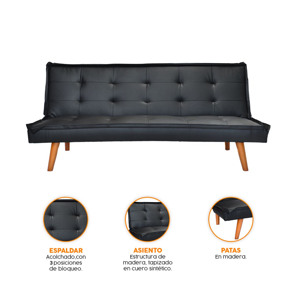 BONNO - Futon Florencia Negro Bonno