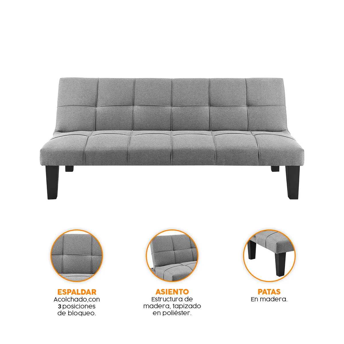 BONNO - Futon Genova Gris Bonno