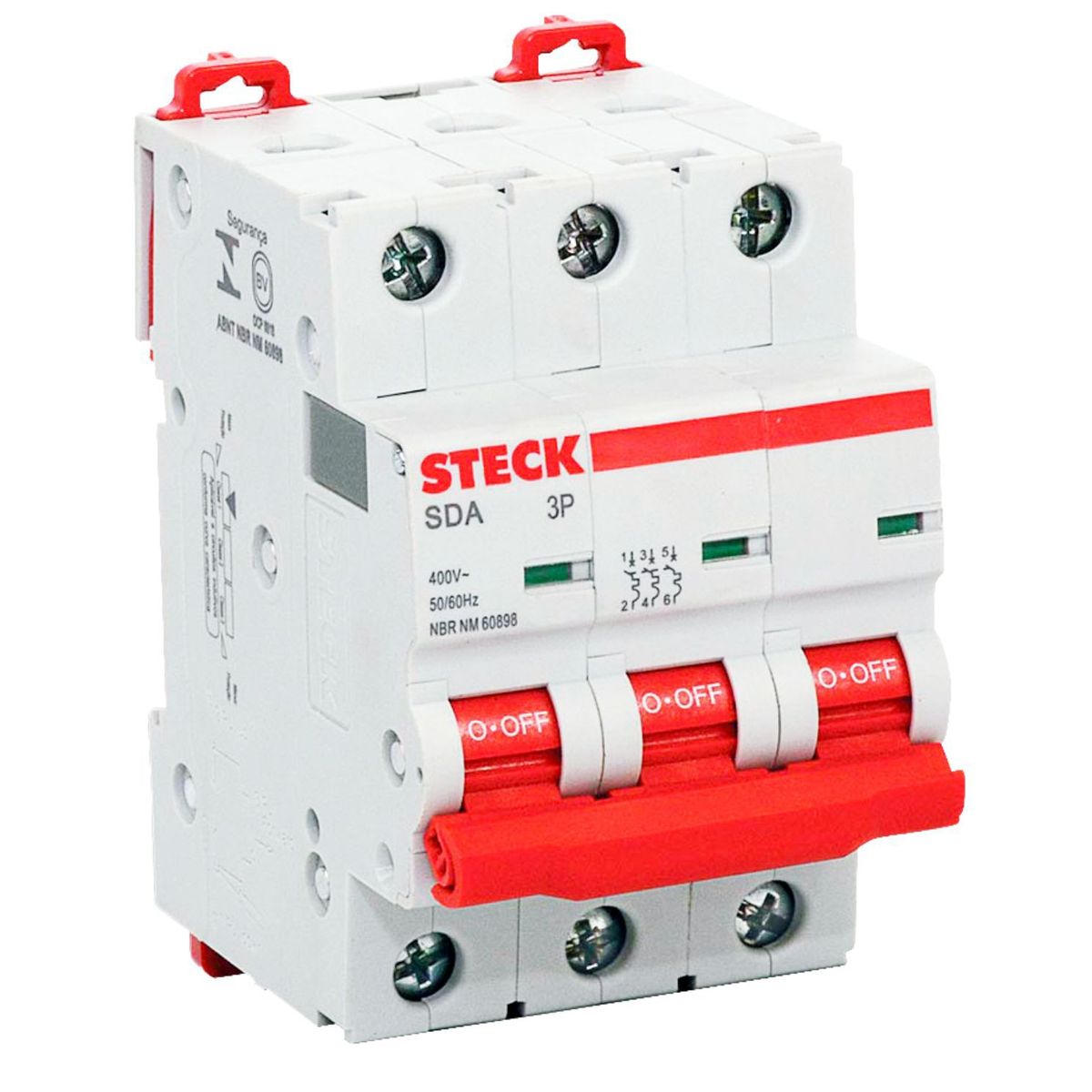 STECK - INTERRUPTOR TERMOMAGNETICO 3X10A 20KA220V 10KA415V IEC60898 CURVA C STECK