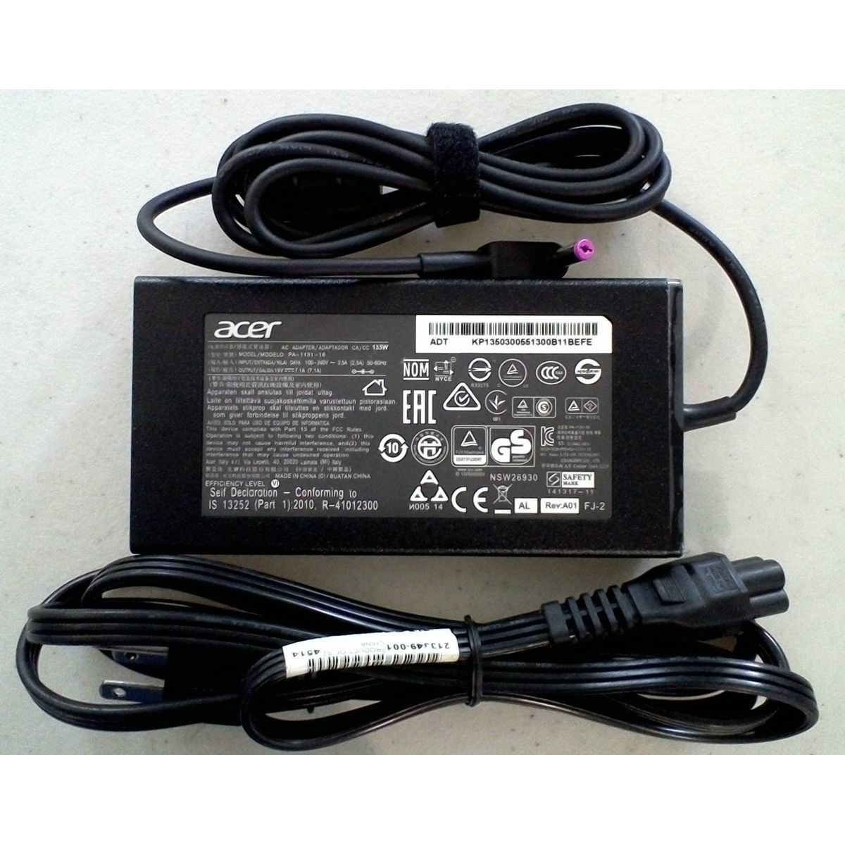 ACER - Cargador Compatible con Acer 9 V  7.1 A 135W  5.5X1.7 mm Pta. Amarilla