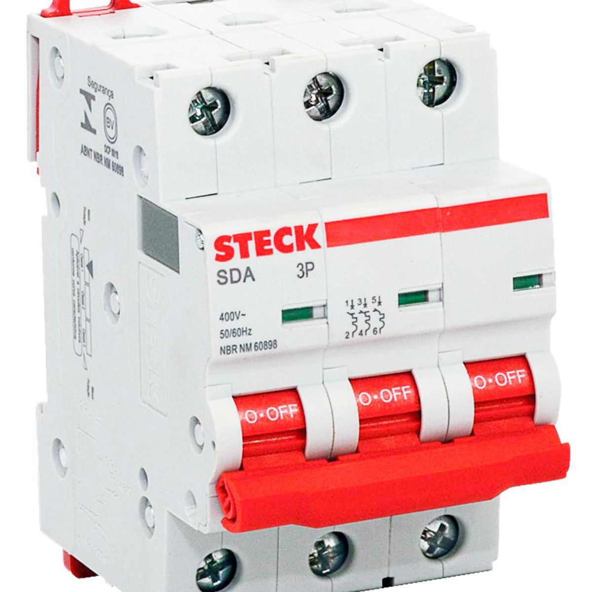 STECK - INTERRUPTOR TERMOMAGNETICO 3X6A 20KA220V 10KA415V IEC60898 CURVA C