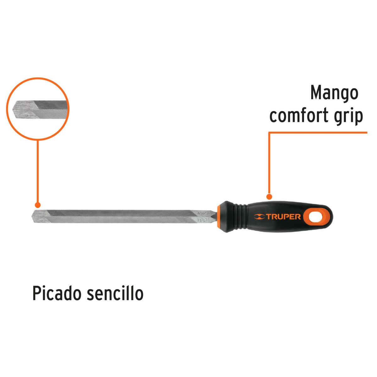 TRUPER - Lima triángulo pesado 8"P  mango comfort grip