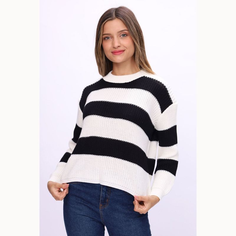 GENERICO - chompa rayas negro con blanco