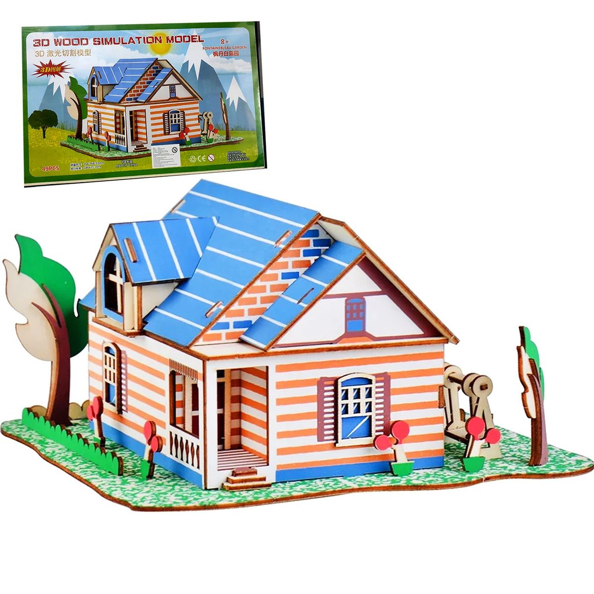 GENERICO - Rompecabezas 3D de Madera Casa Jardín 49pcs