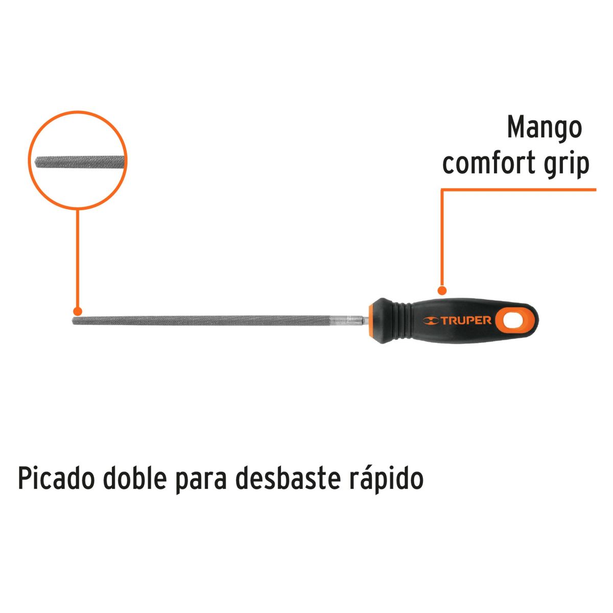 TRUPER - Limas redondas 8P mango comfort grip