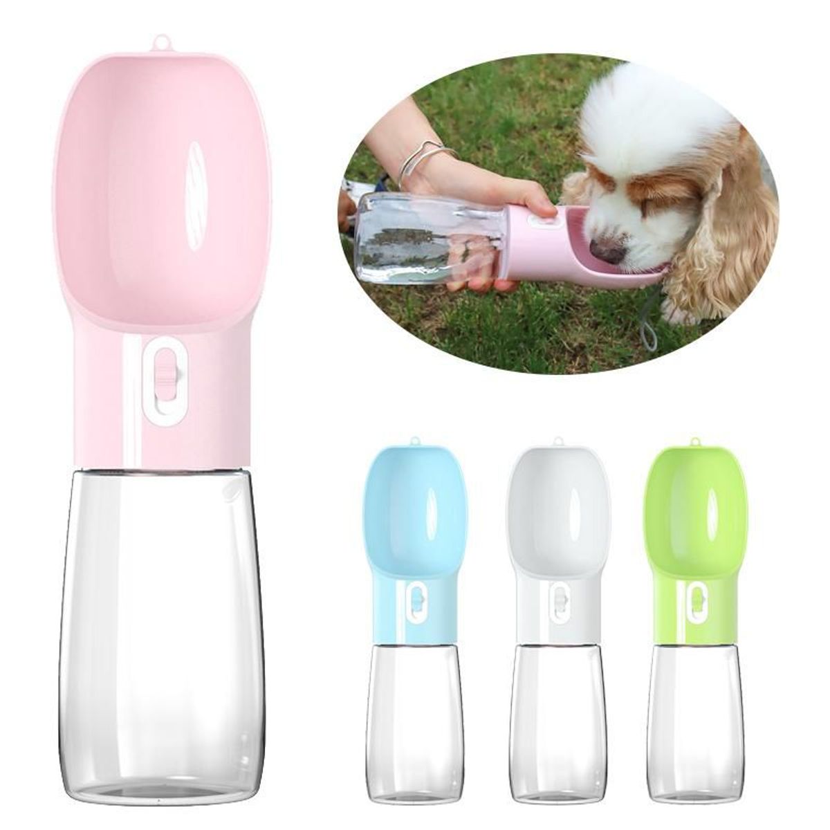 GENERICO - Bebedero Portatil para Mascota 380 ml - Rosado