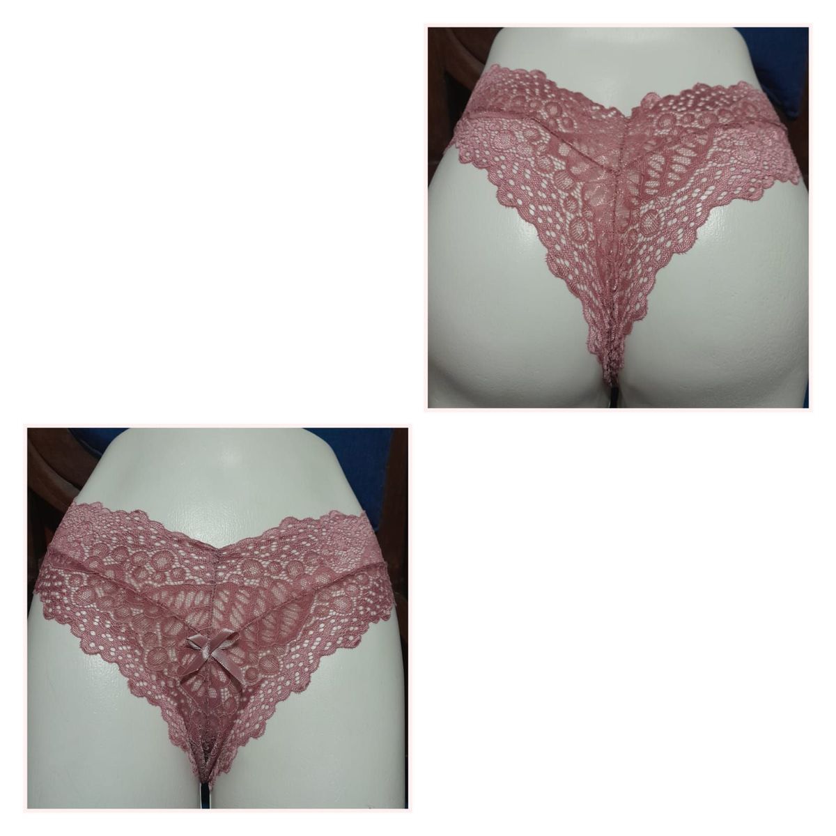 GENERICO - PANTY CACHETERO HILO DE ENCAJE MODELO GAVIOTA S-M