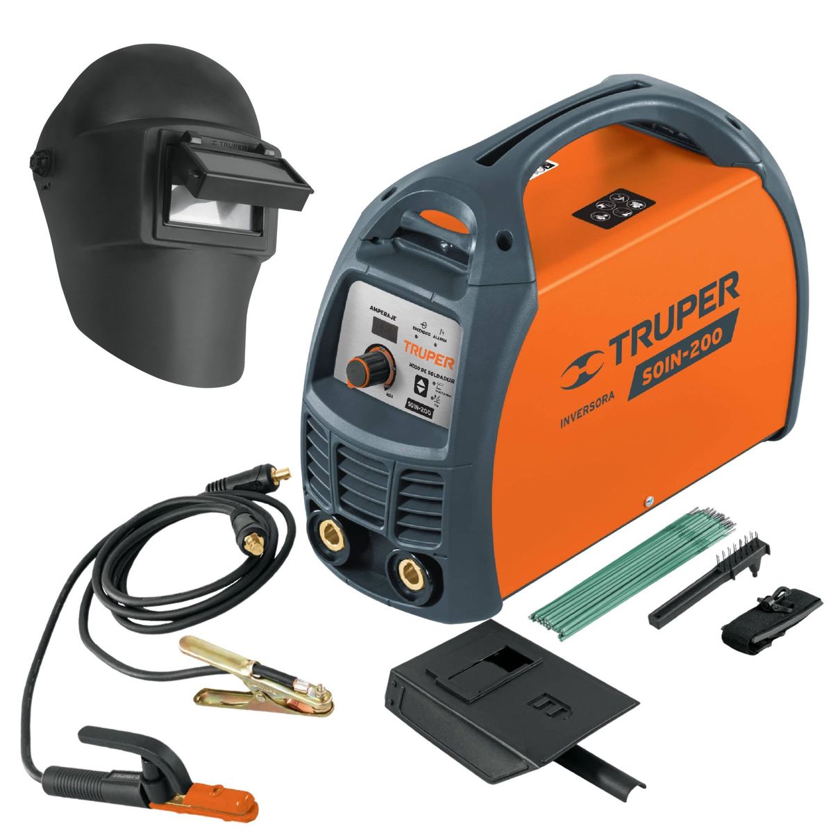 TRUPER - Combo Soldadora inversora 200A mascara de soldar electrodos Truper