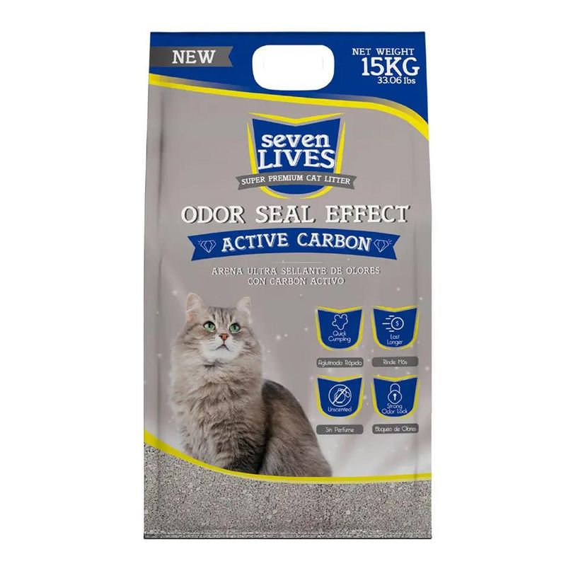 GENERICO - Arena Seven Lives odor seal con carbón activado Bolsa 15 kg