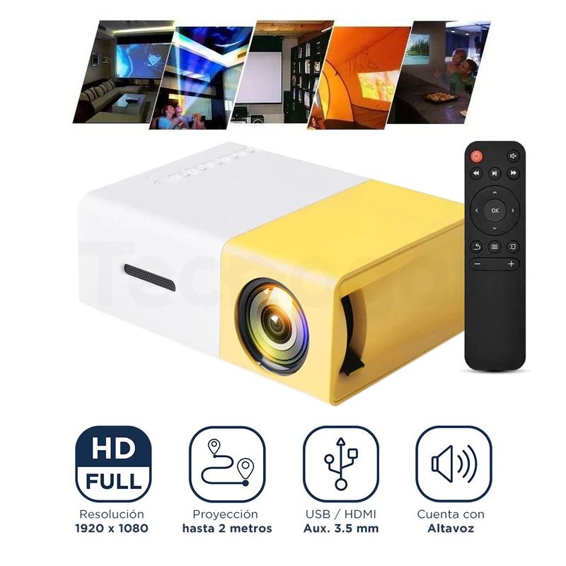 GENERICO - Mini Proyector Multimedia 1080P Para PC HDMI USB Control y Altavoz
