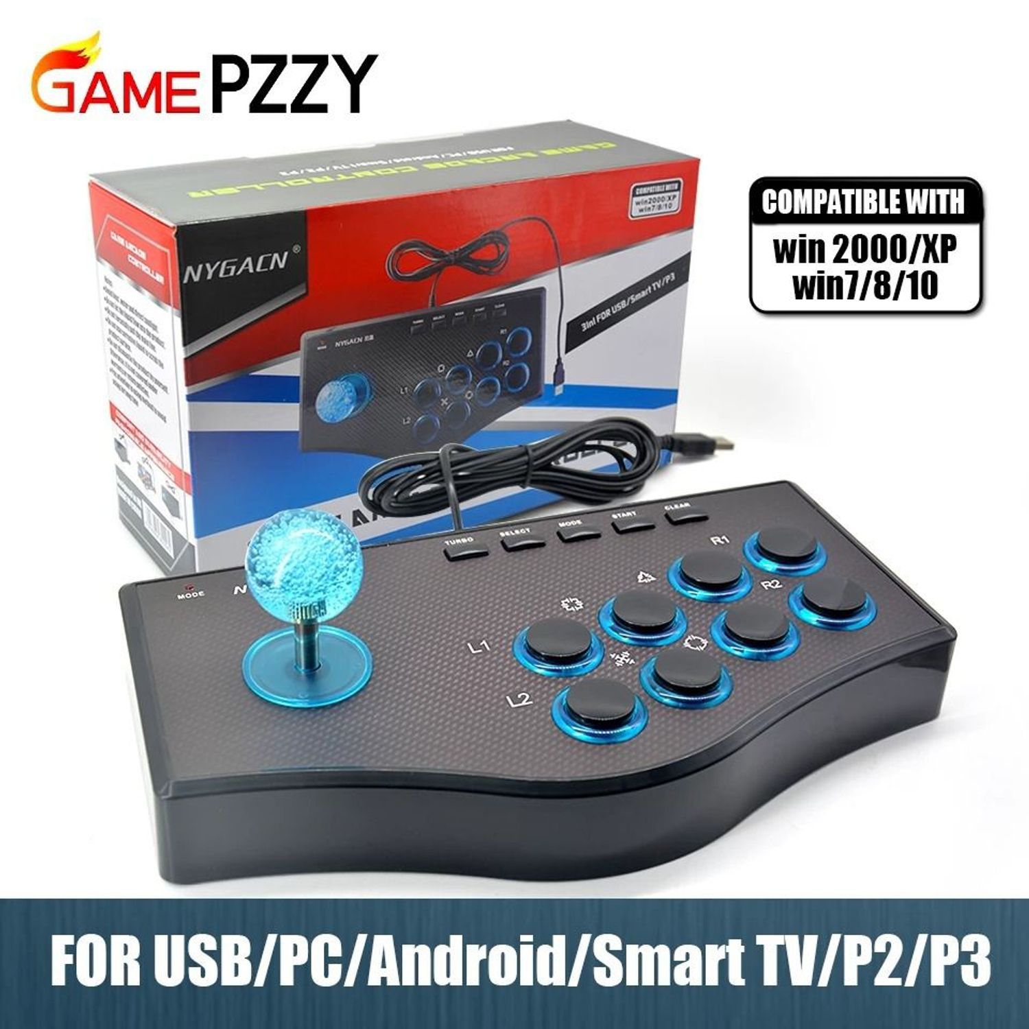 Controlador Joystick Arcade NJP 308 Compatible con PC PS2