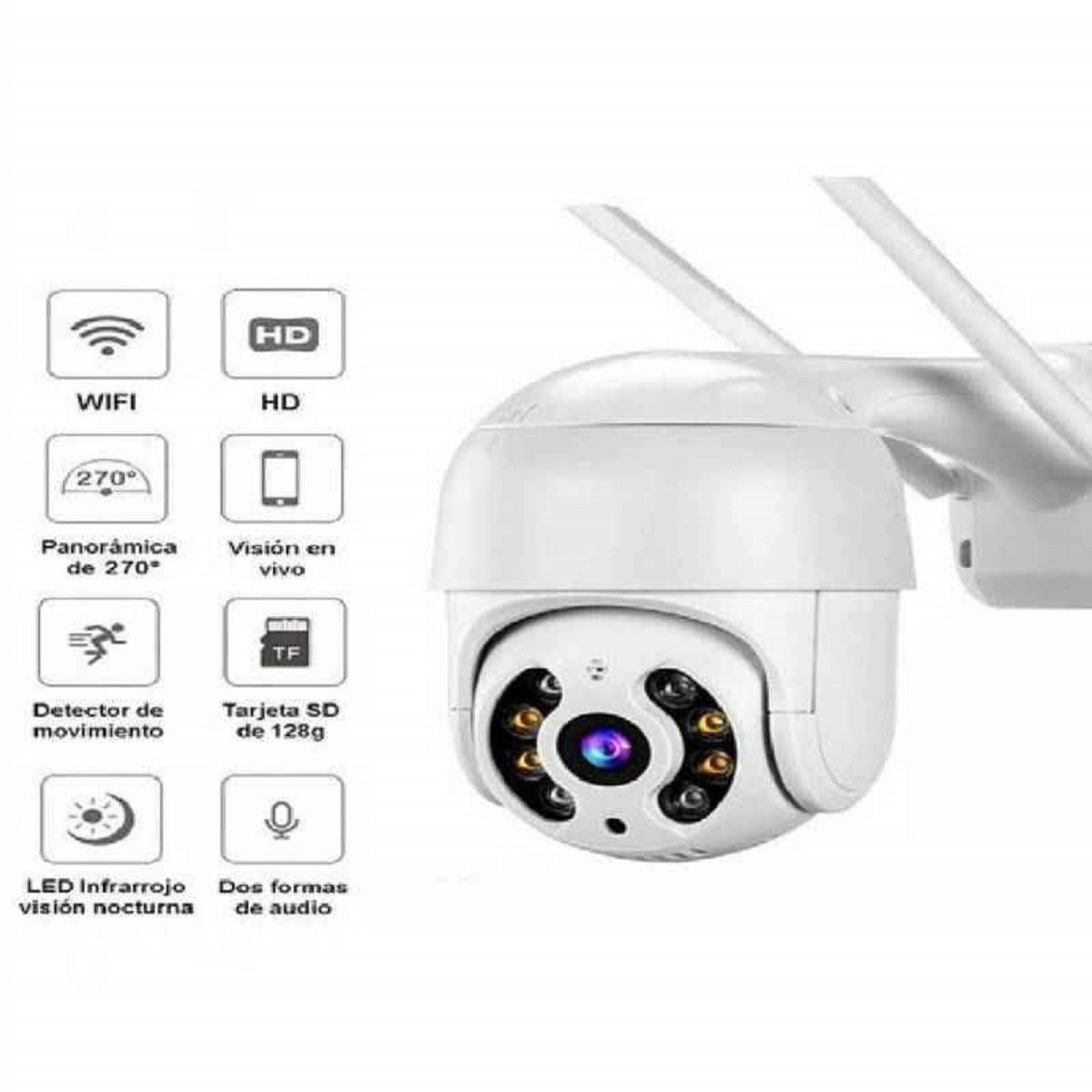 GENERICO - Cámara A6 Icsee Wifi Exterior Alarma Audio Micrófono Sensor Movimiento