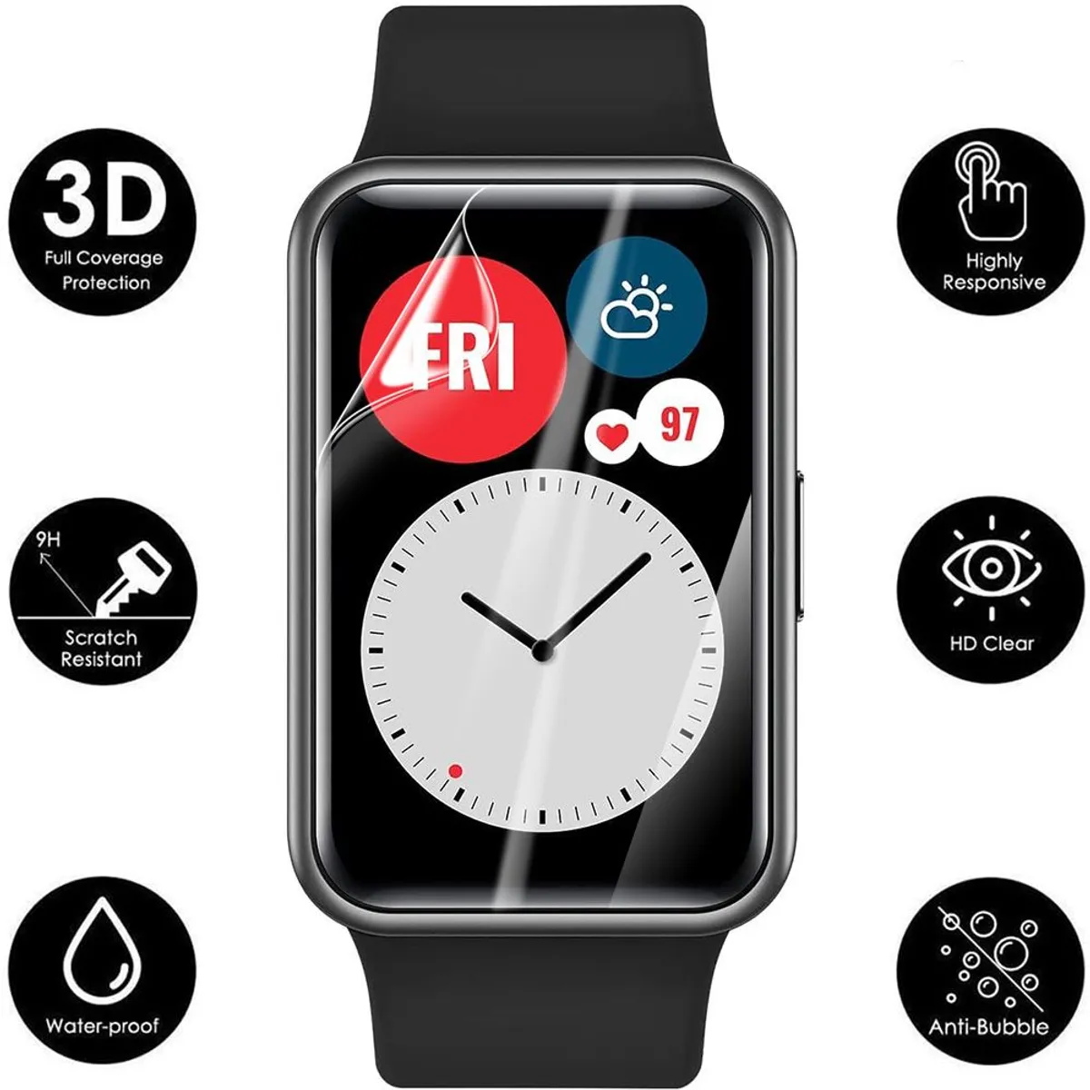 GENERICO - Mica 9D  para pantalla  huawei watch fit