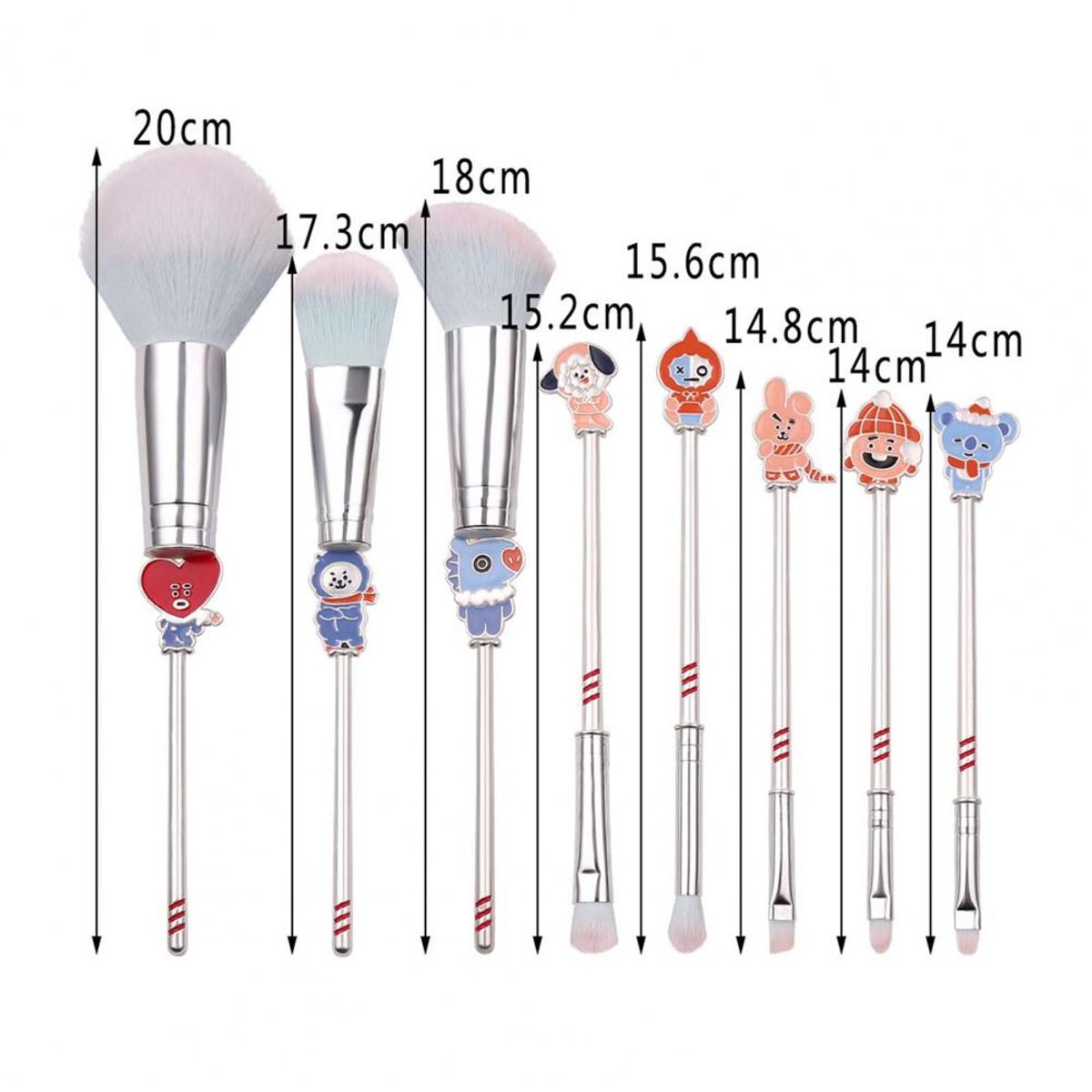 OEM - Set de 8 Brochas BT21 Diseño 3D Aleacion de Zinc Antialergico