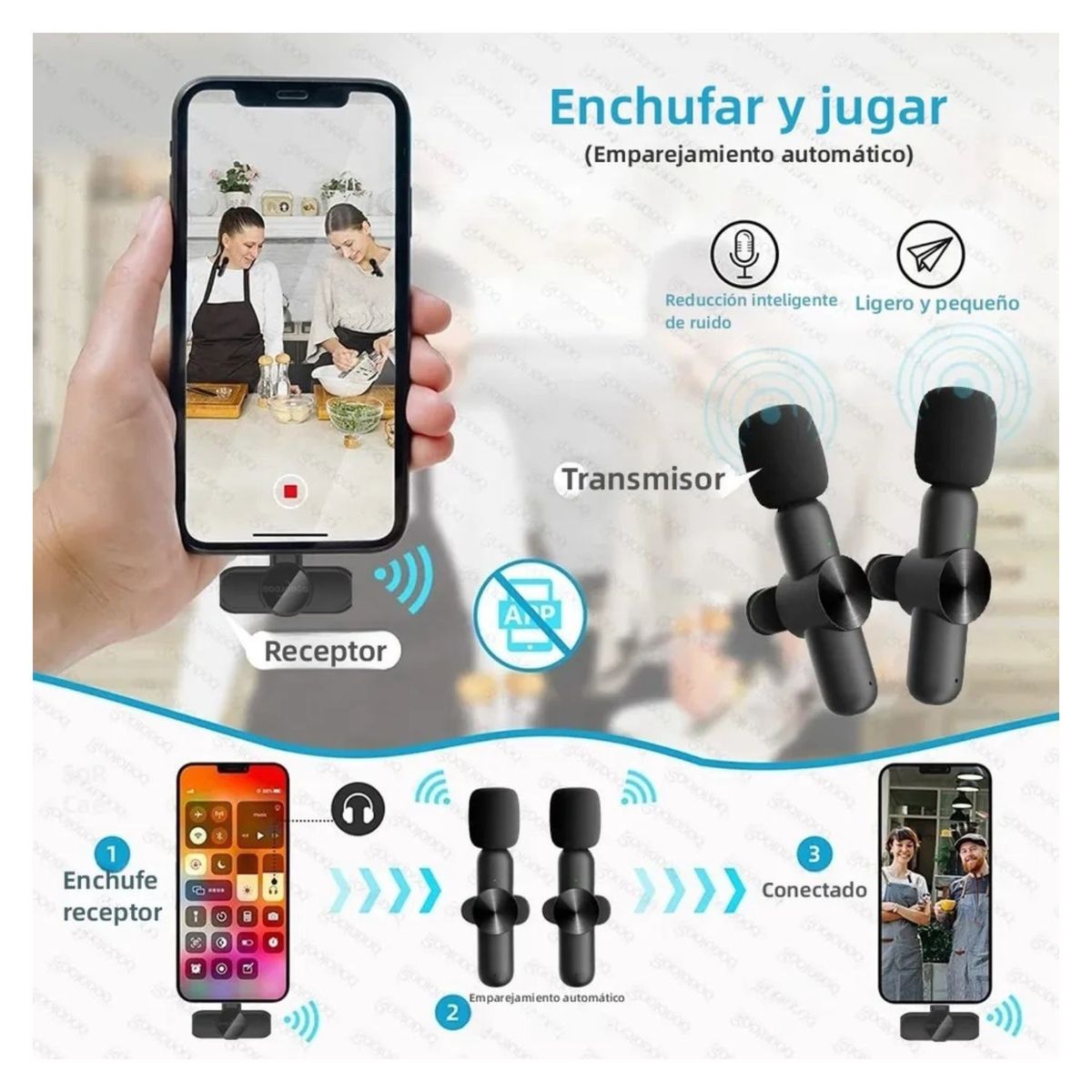 ROHS - Para iPhone y Android Micrófono inalámbrico Bluetooth K9