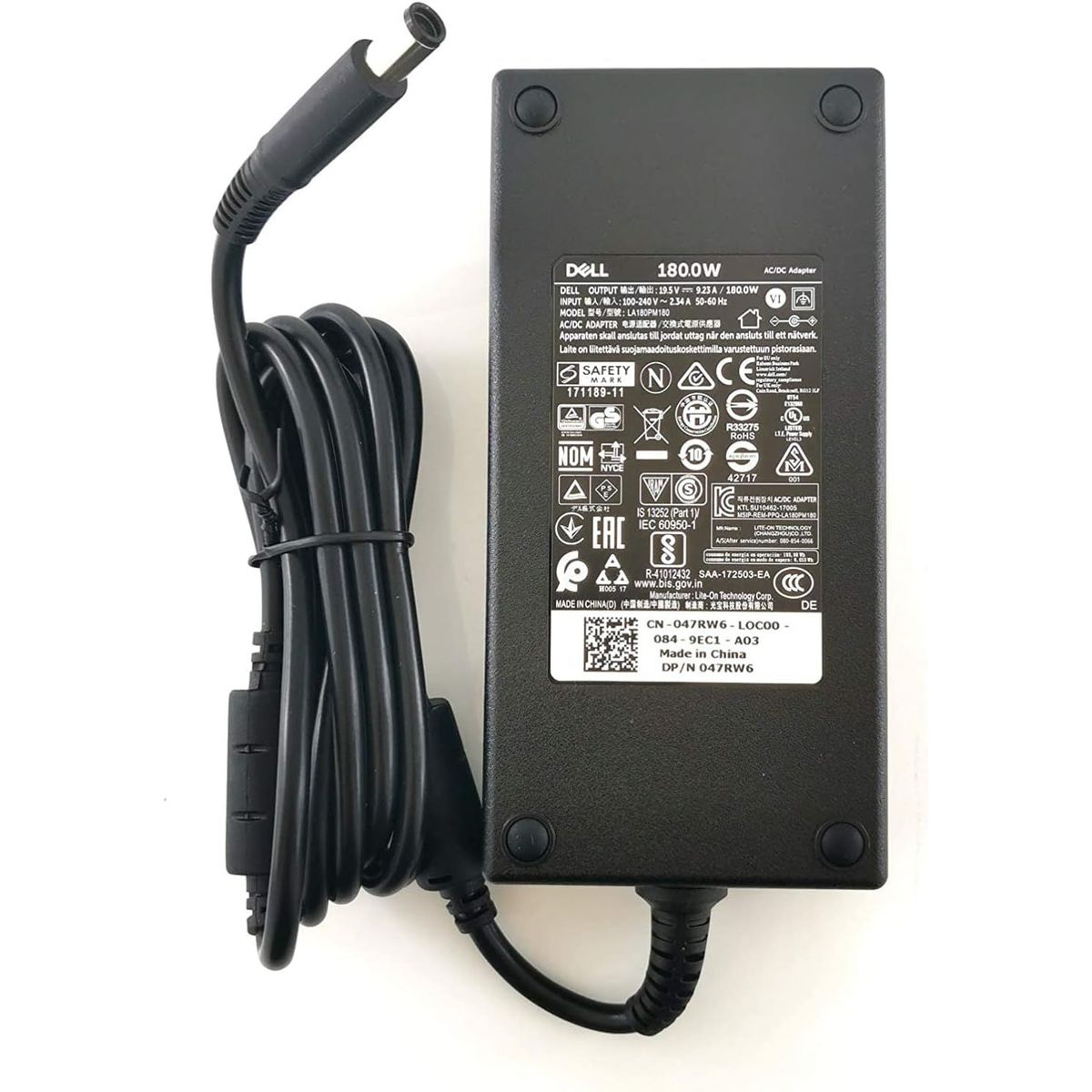 GENERICO - CARGADOR PARA LAPTOP DELL PUNTA AGUJA 19.5V.  9.23A. 180W.  7.4X5.0 mm