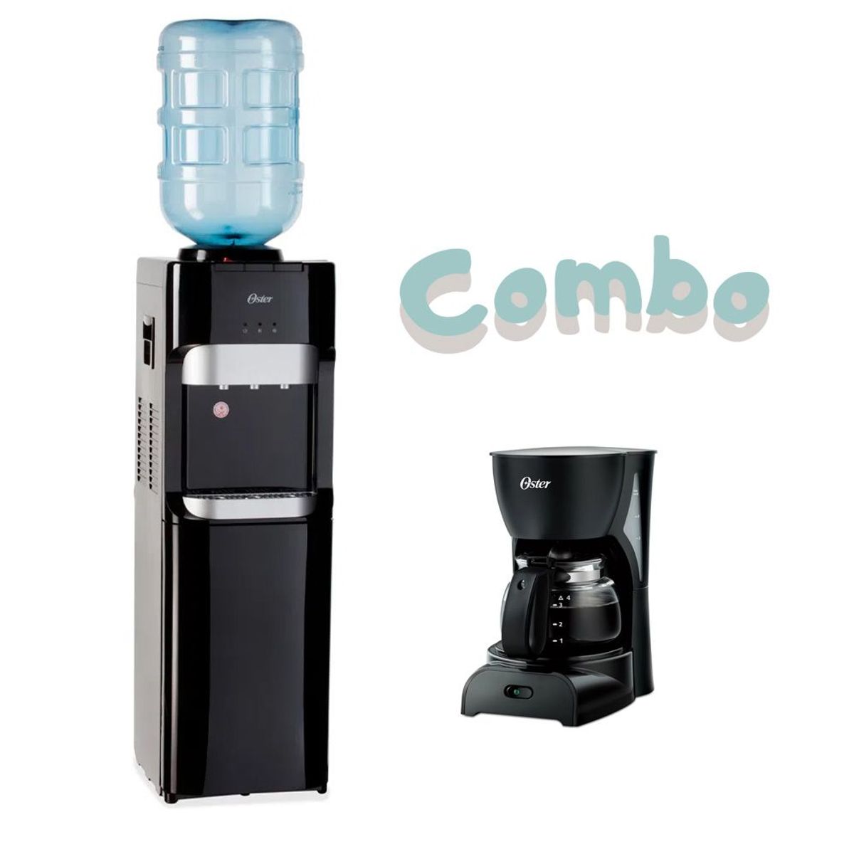 OSTER - Kit Dispensador de Agua Oster OS-PWD2100 mas Cafetera 4 tazas Negro