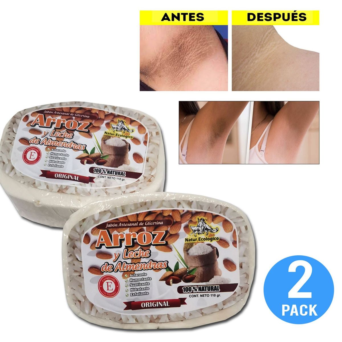 GENERICO - Jabón De Arroz Blanqueador Y Aclarador De Zonas Intimas 2und