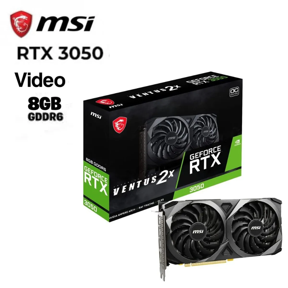 MSI - Tarjeta de Video MSI Nvidia RTX 3050 8GB GDDR6 GAMING