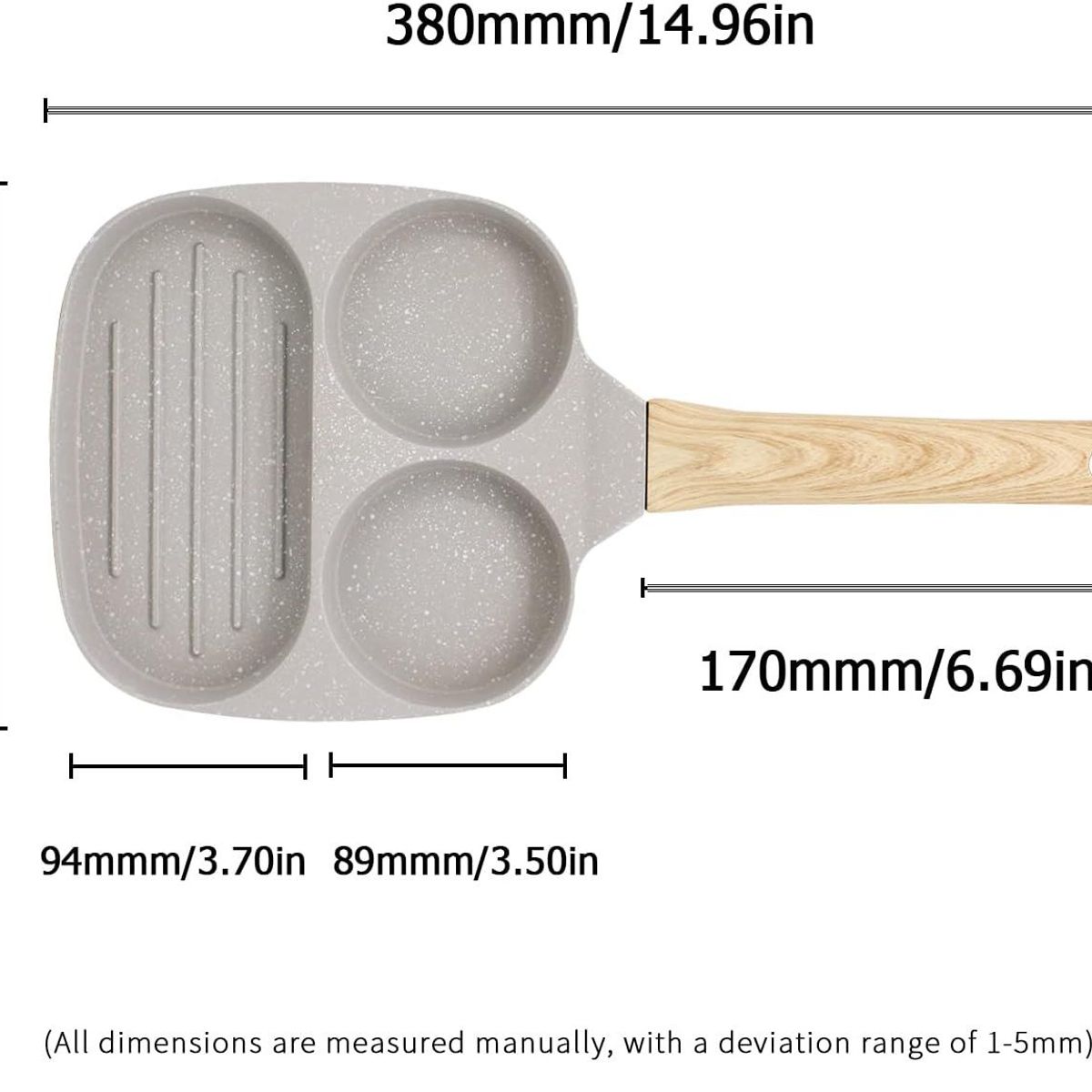 OEM - Sartén para parrilla dividida antiadherente 3 en 1 Color Blanco