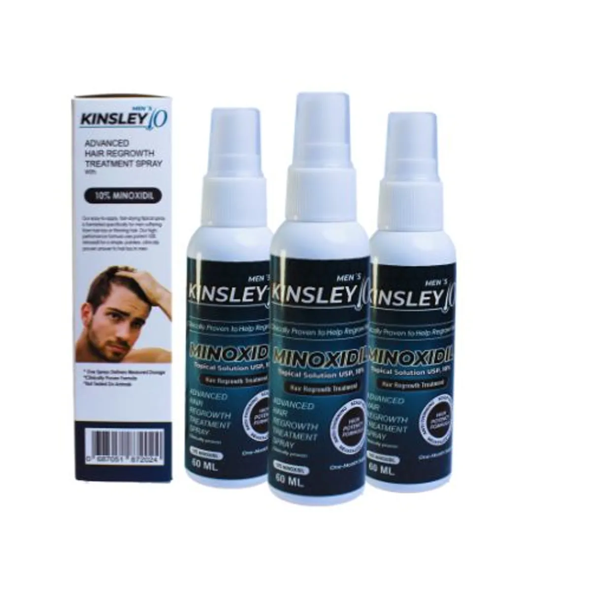 GENERICO - PACK 3 KINSLEY - MINOXIDIL 10 % WITH FINASTERIDE - SPRAY