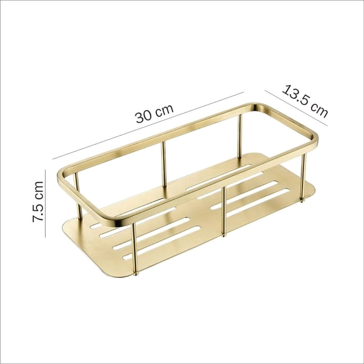 GENERICO - Repisa rectangular clasico organizador para baño de acero inoxidable