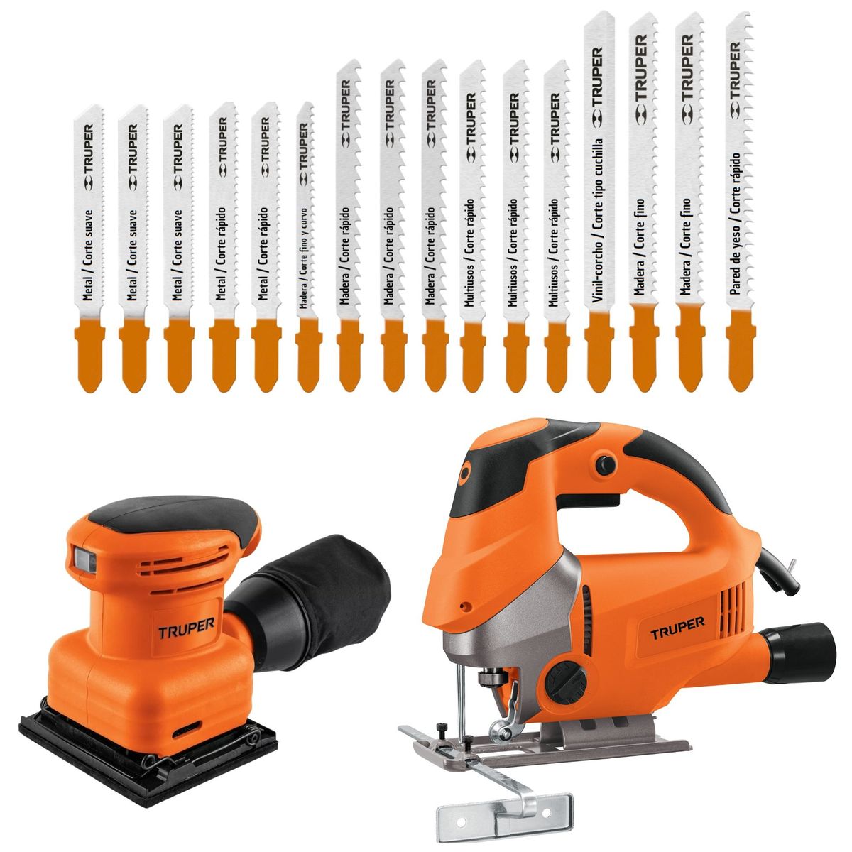 TRUPER - Combo lijadora orbital sierra caladora hojas segueta sierra caladora
