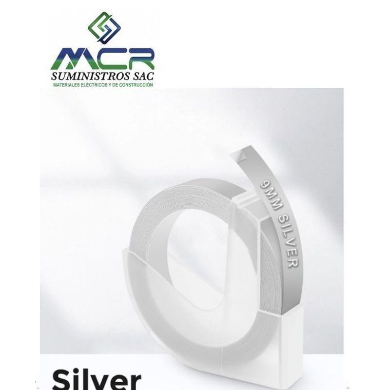 GENERICO - CINTA PLATA DE 9MM X 3,5 m PARA ETIQUETADORA DYMO MANUAL