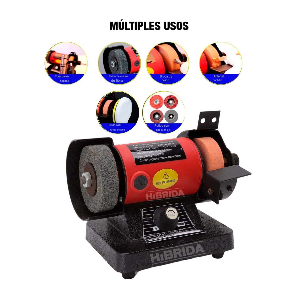 GENERICO - MINI GRINDER DE BANCO AMOLADORA PULIDOR MULTIFUNCIÓN - BANCO-GRINDER