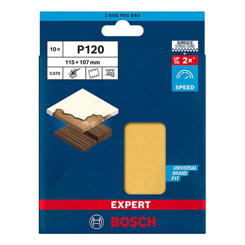 BOSCH - Hoja de Lija 115x107 mm Grano 120 10 Und Bosch 2608.900.893-000
