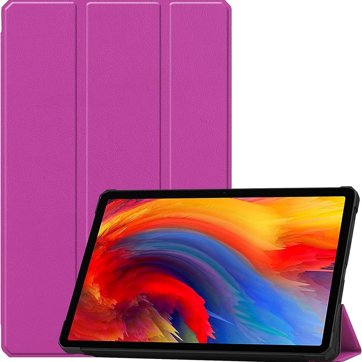 GENERICO - Funda Bookcover mas Mica de Vidrio para Tablet Lenovo M9 Morado