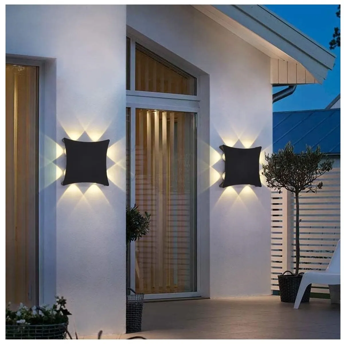 GENERICO - Pack 2 Lamparas de pared Aplique Led rombo 8w Luz Calida