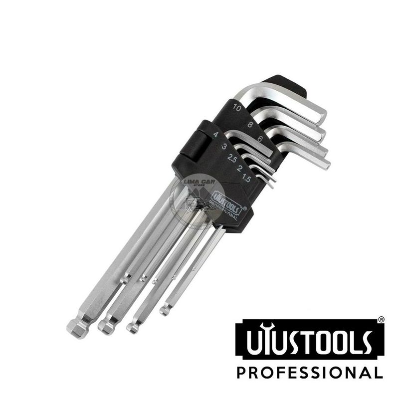UYUSTOOLS - Set 9 Llaves Allen Hex en L con estuche 1.5-10mm Mediano Uyustools